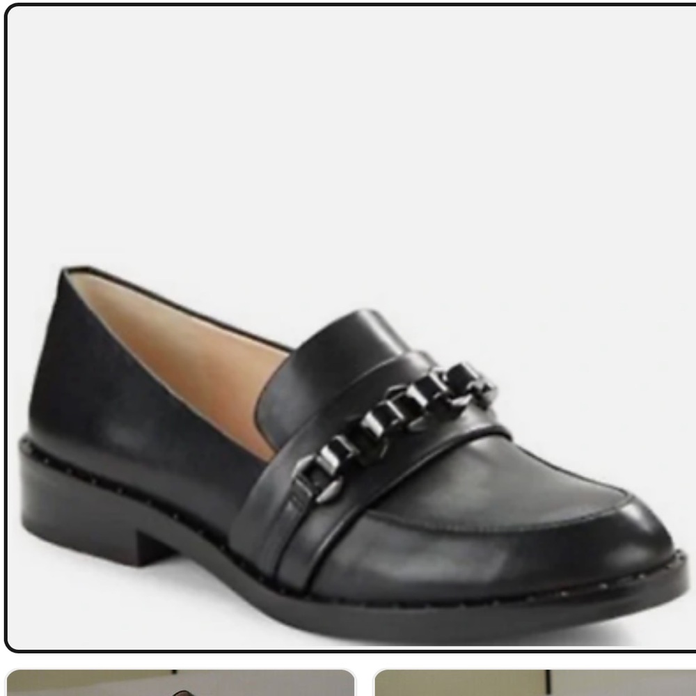 Karl Lagerfield Paris Yannkik Mini Stud Chainlink Black Leather Loafers 8.5